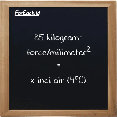 1 kilogram-force/milimeter<sup>2</sup> setara dengan 39371 inci air (4<sup>o</sup>C) (1 kgf/mm<sup>2</sup> setara dengan 39371 inH2O)